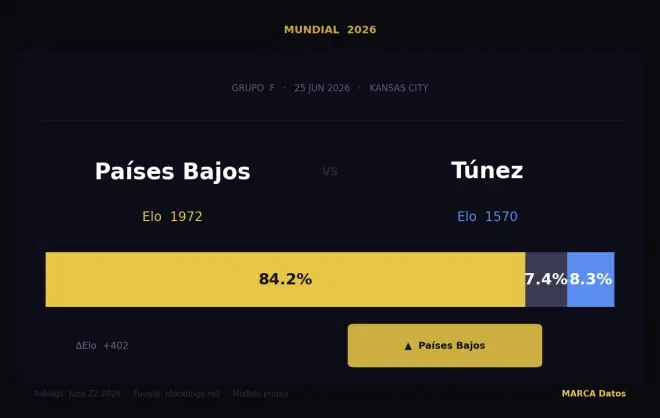 Túnez - Países Bajos: resumen, resultado y goles