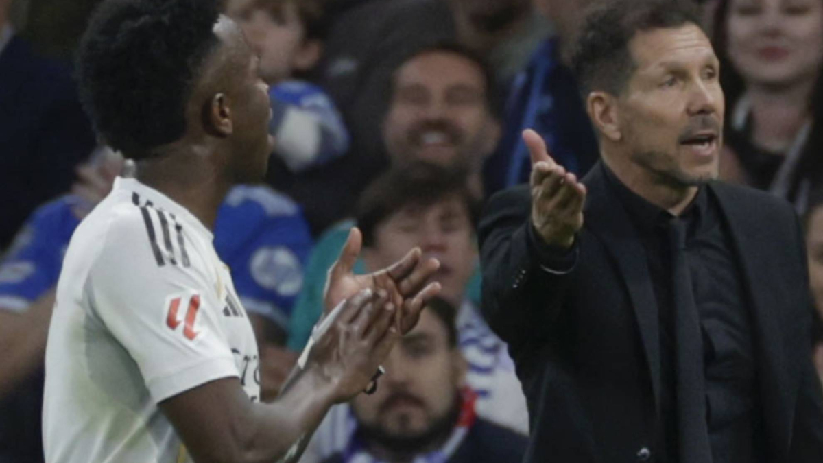 El cruce de Vinicius y Simeone con recado del brasileño al Cholo: "Mis dos goles van para Florentino Pérez"