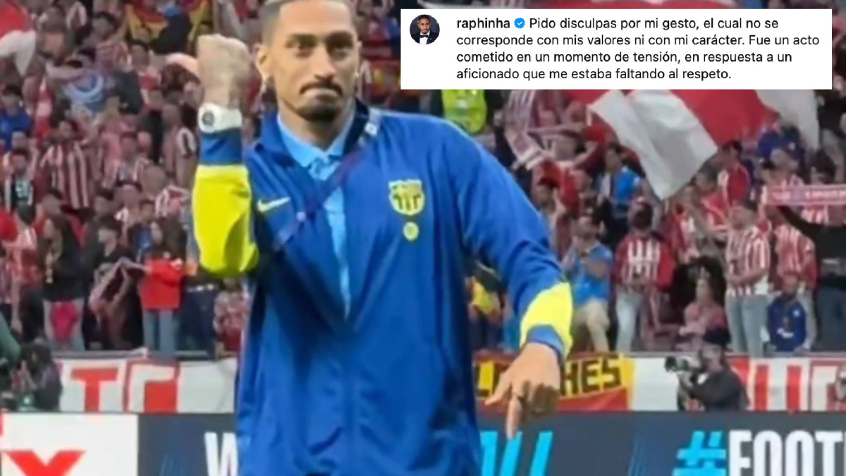 Raphinha se disculpa por su gesto en el Metropolitano