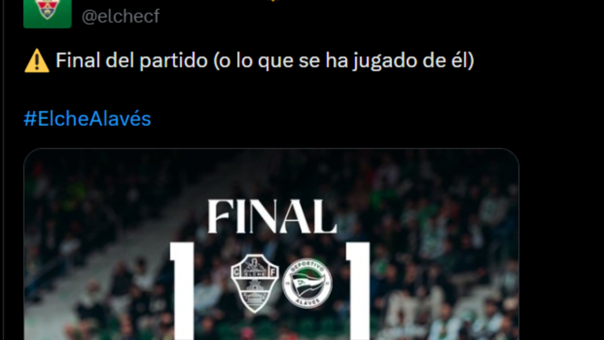 La queja del Elche en redes sociales por las pérdidas de tiempo