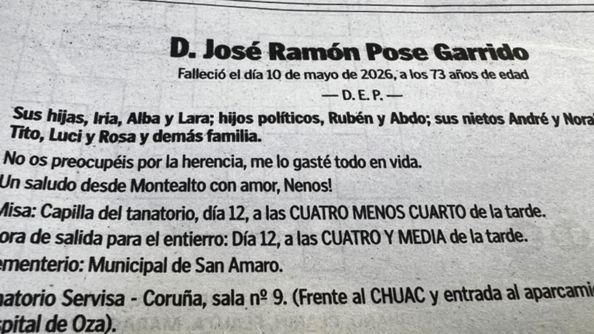 La esquela más viral: "No os preocupéis por la herencia, me lo gasté todo en vida