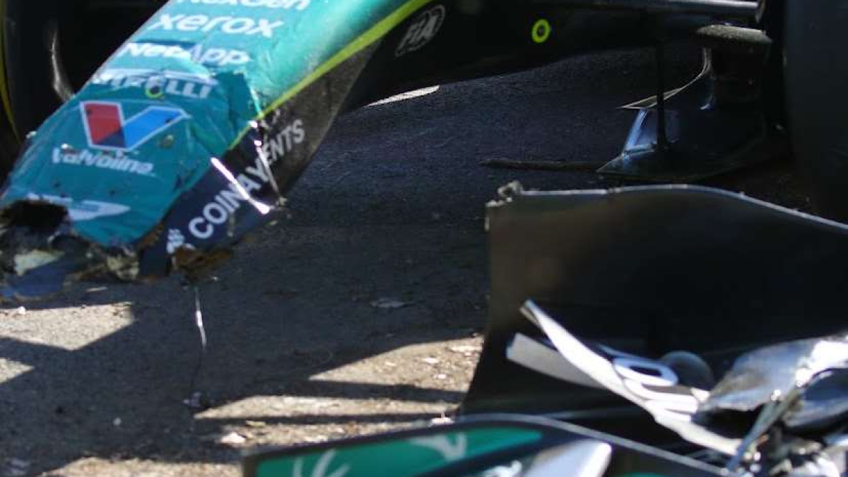 Así quedó el coche de Alonso tras el accidente en Canadá