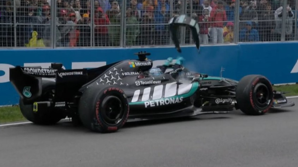 Mercedes confirma fallo catastrófico en batería de Russell en Canadá; Aston Martin mejora sin novedades