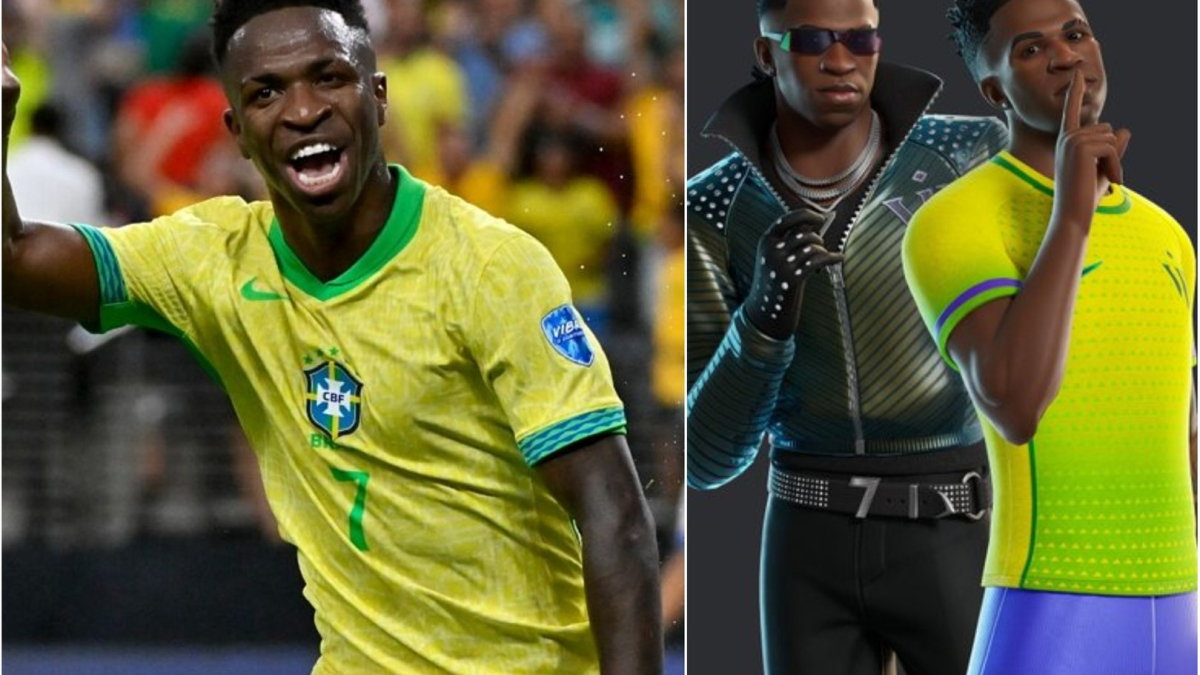 Vinicius celebra el inicio del Mundial 'aterrizando' en Fortnite con los colores de Brasil y esta celebración