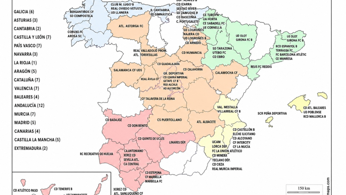 Así quedan los grupos de Segunda Federación 2026-27: mapa, equipos y clubes de la categoría