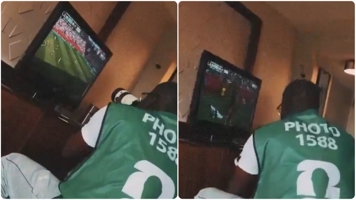 El fotógrafo de Senegal tuvo que cubrir el Mundial desde la televisión de su hotel