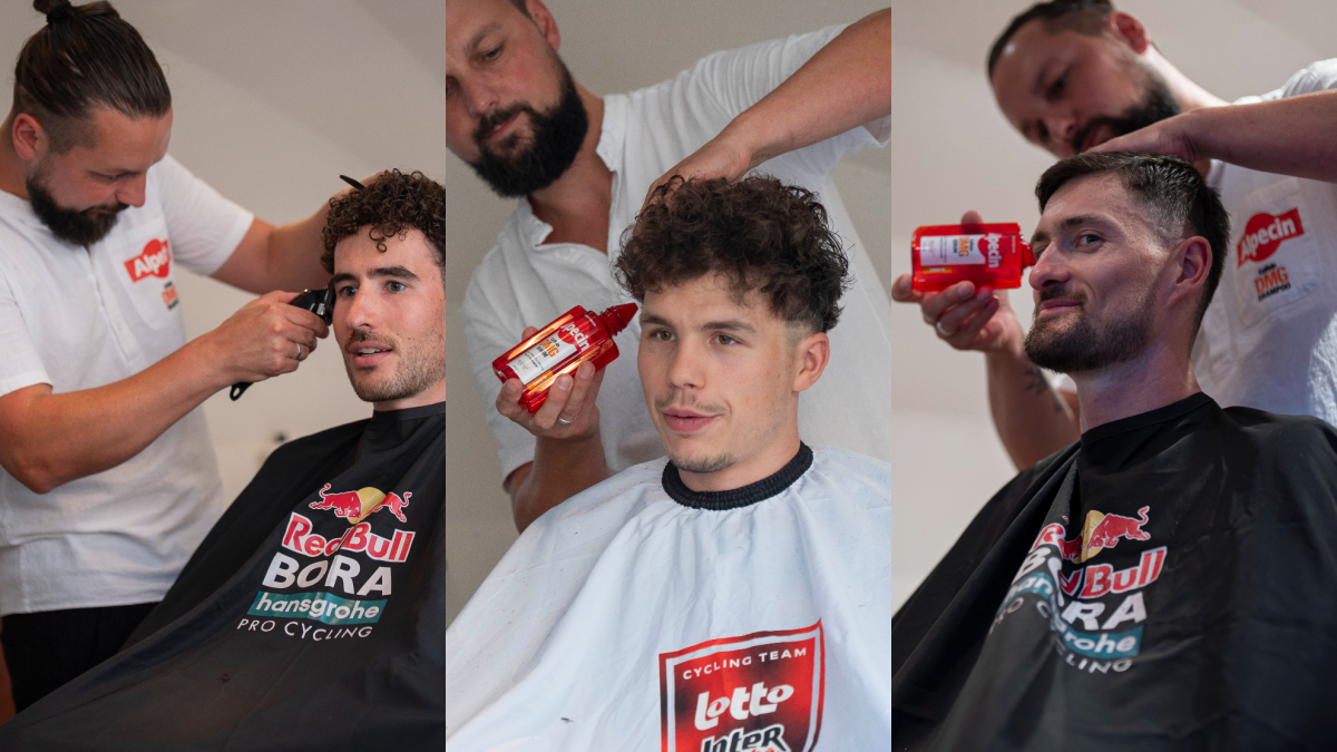 Alpecin instala su barbería en Barcelona: "Menos pelo, más vatios" en la Gran Depart