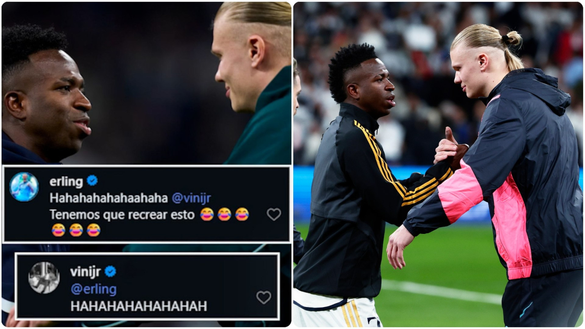 La viral interacción entre Vinicius y Haaland: 'Tenemos que recrear esta escena hahahahaha'