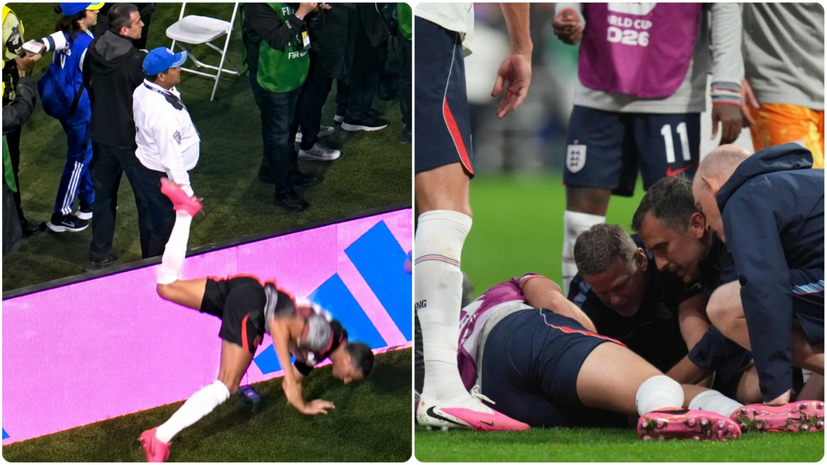 Momento exacto de la lesión de Henderson: se rompe el brazo en las celebraciones