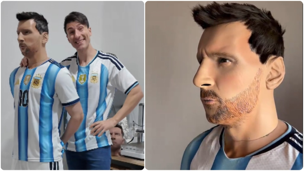 Un aficionado crea una asombrosa figura 3D a tamaño real de Lionel Messi