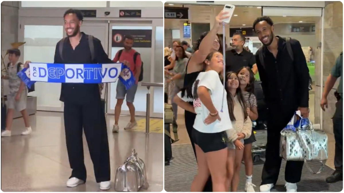 Así fue la llegada de Aubameyang al aeropuerto de A Coruña