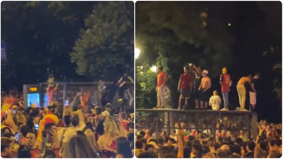 Incidente en la celebración del Mundial: se desploma el techo de una parada de autobús en Cibeles