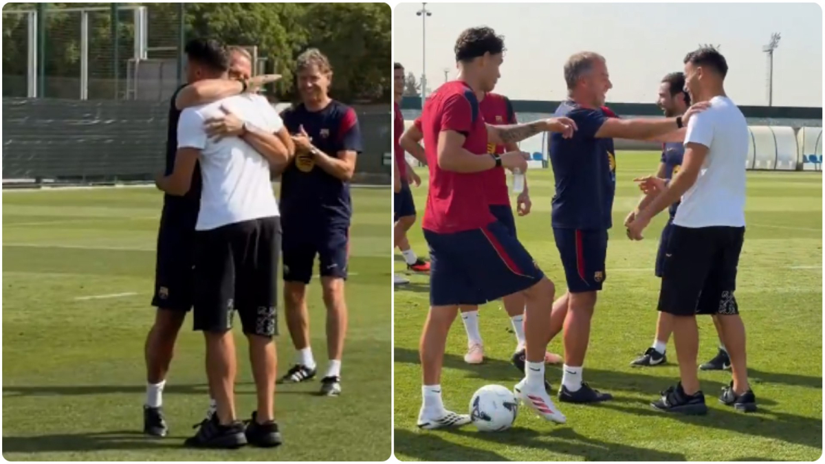 Eric García visita a sus compañeros del Barça en la Ciudad Deportiva