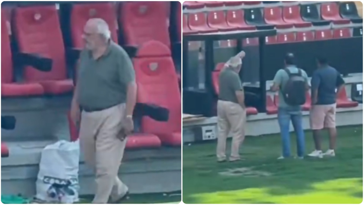 El vicepresidente del Rayo Vallecano se une a la limpieza del Estadio de Vallecas