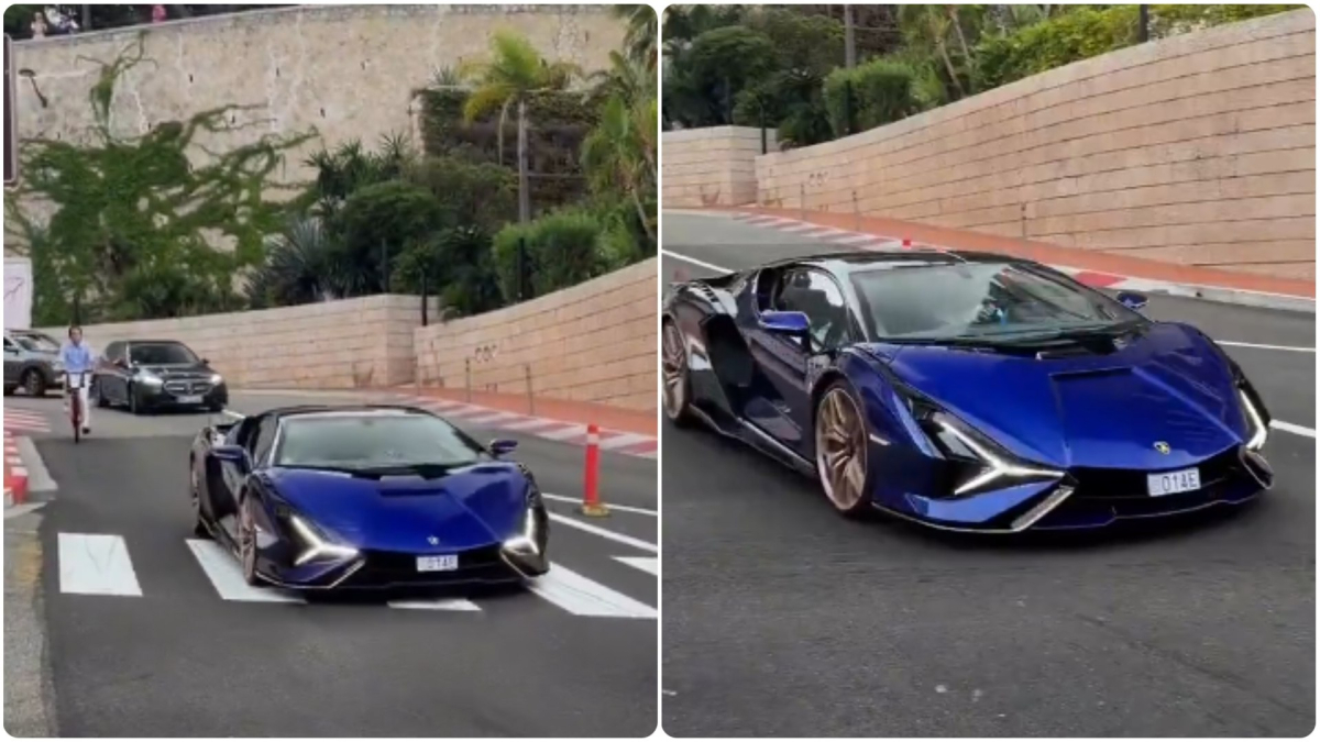 Fernando Alonso saca a pasear su Lamborghini Sián por las calles de Mónaco