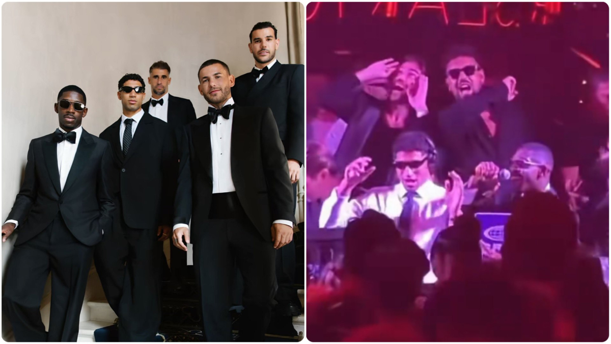 Due giocatori del PSG, Hakimi e Dembélé, si esibiscono come DJ e cantante alla boda di Lucas Hernández