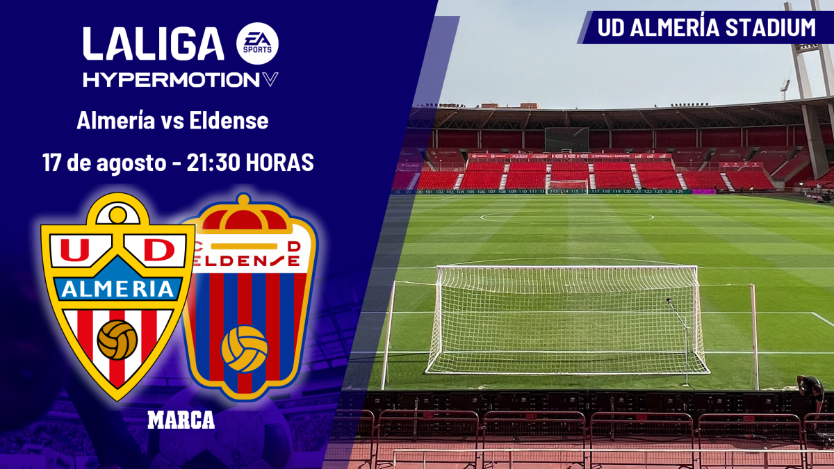 Almería - Eldense: horario, dónde ver en TV y canal del partido de LaLiga Hypermotion hoy