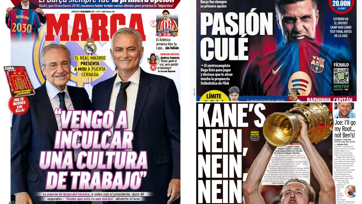 Due personaggi sulle prime pagine di un giornale, con testi di comunicati