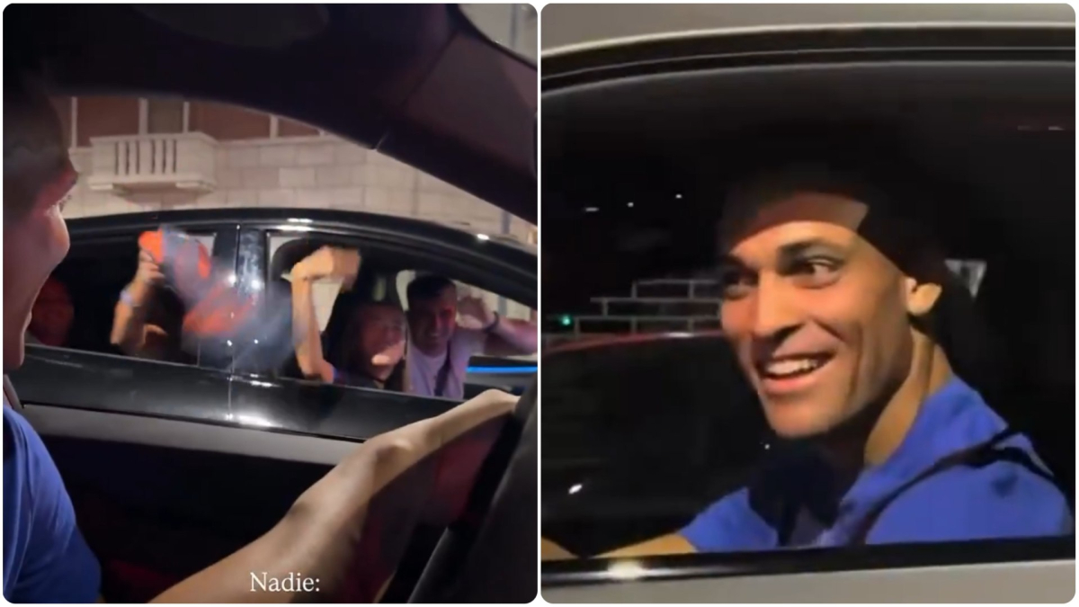 ¡Insólito! Unos hinchas argentinos se encuentran a Lautaro Martínez en su coche y cantan por su cumpleaños