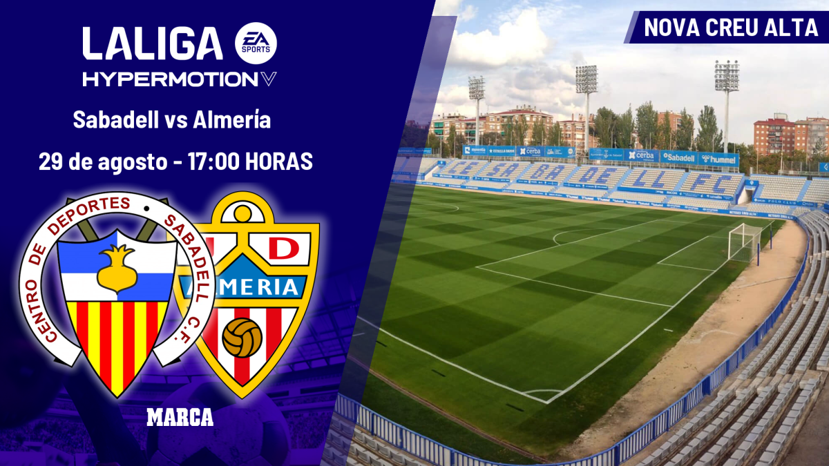 Sabadell - Almería: horario, dónde ver en TV y canal del partido de LaLiga Hypermotion