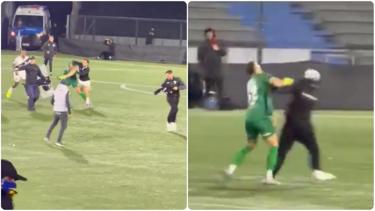 Surrealista escena en Uruguay: ¡Hinchas entran a agredir a los jugadores y acaban reducidos por ellos!