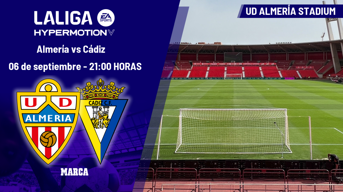 Almería - Cádiz: horario y dónde ver hoy en TV y canal del partido de LaLiga Hypermotion