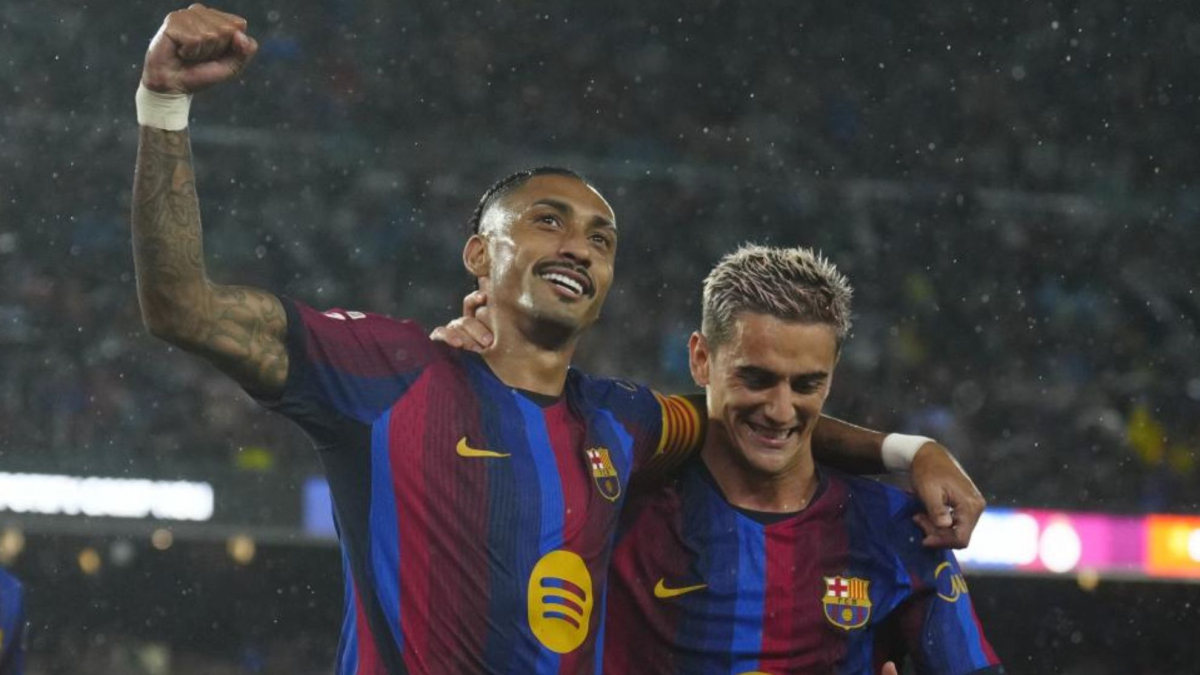 Gol de Raphinha (p.) (5-2) en el FC Barcelona 7-2 Racing