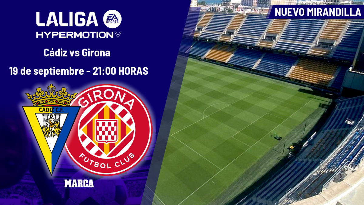 Cádiz - Girona: horario, dónde ver hoy en TV y canal del partido de LaLiga Hypermotion