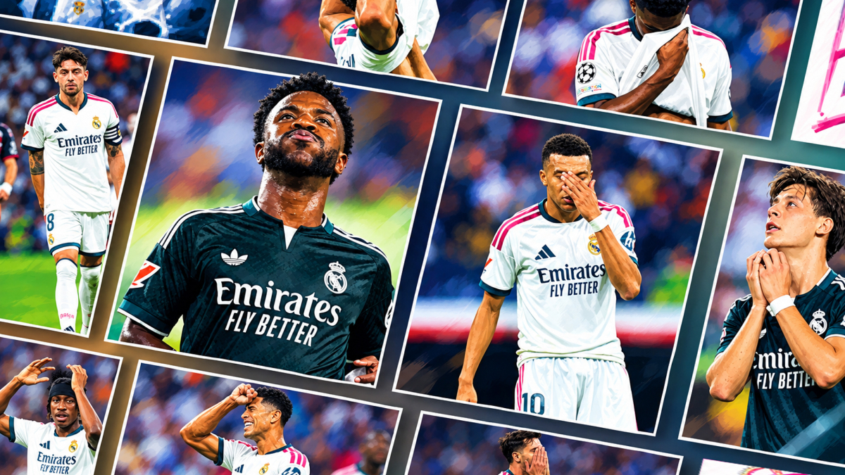 Real Madrid players celebrate a goal during a LaLiga match at the Santiago Bernabeu stadium.