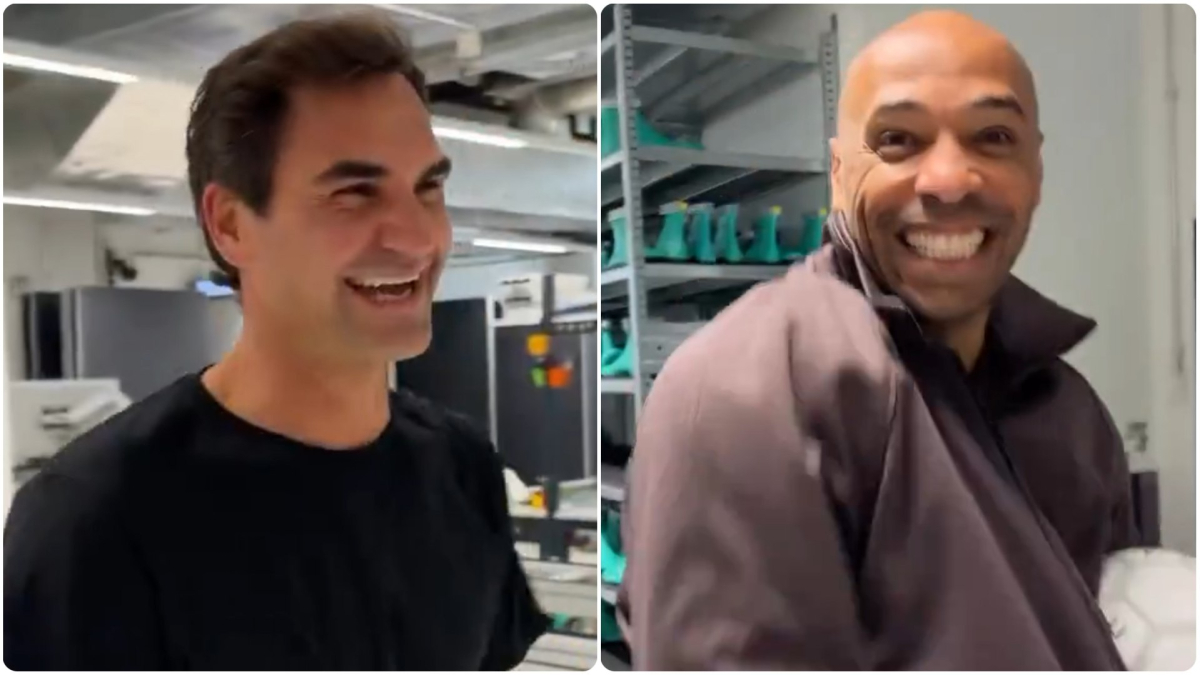  Thierry Henry poniendo a prueba las habilidades de Roger Federer con el balón 