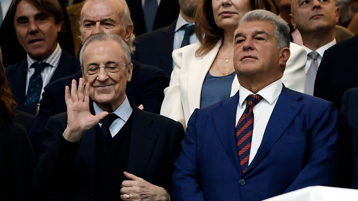 Florentino Perez, Real Madrid president, speaking at a press conference at the Valdebebas training ground