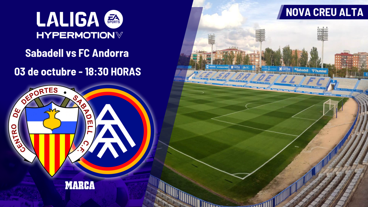 Sabadell - FC Andorra: horario, dónde ver en TV y canal del partido de LaLiga Hypermotion