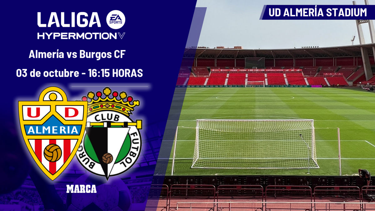 Almería - Burgos CF: horario y dónde ver hoy en TV y online el partido de LaLiga Hypermotion