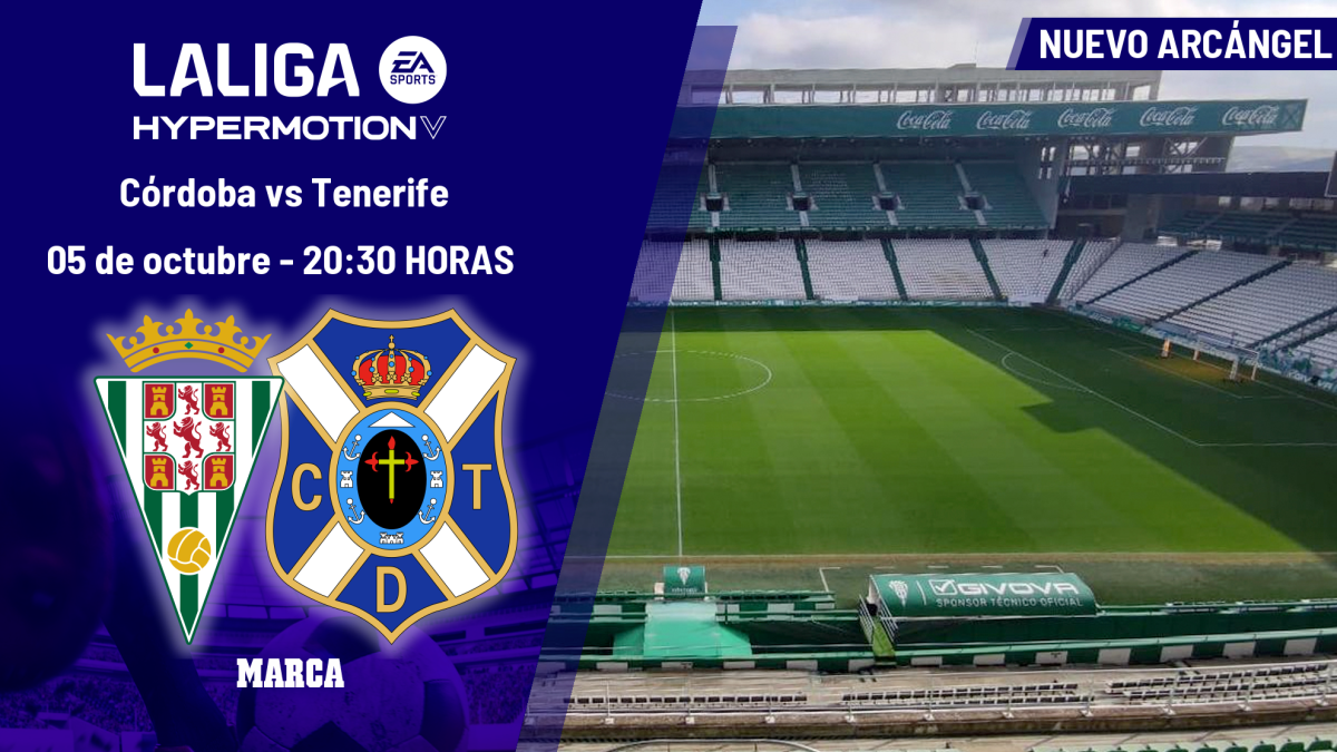 Córdoba - Tenerife: horario y dónde ver hoy en TV y online el partido de la jornada 8 de LaLiga Hypermotion