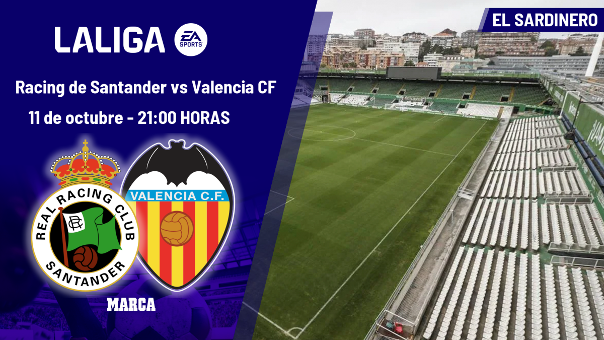 Racing de Santander - Valencia: horario, dónde ver en TV y canal del partido de LaLiga EA Sports