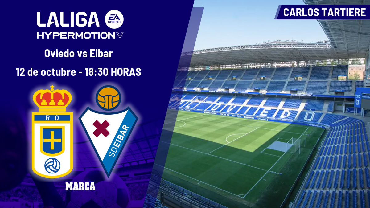 Dónde ver el Oviedo - Eibar de LaLiga Hypermotion: a qué hora es, canal y TV del partido de hoy