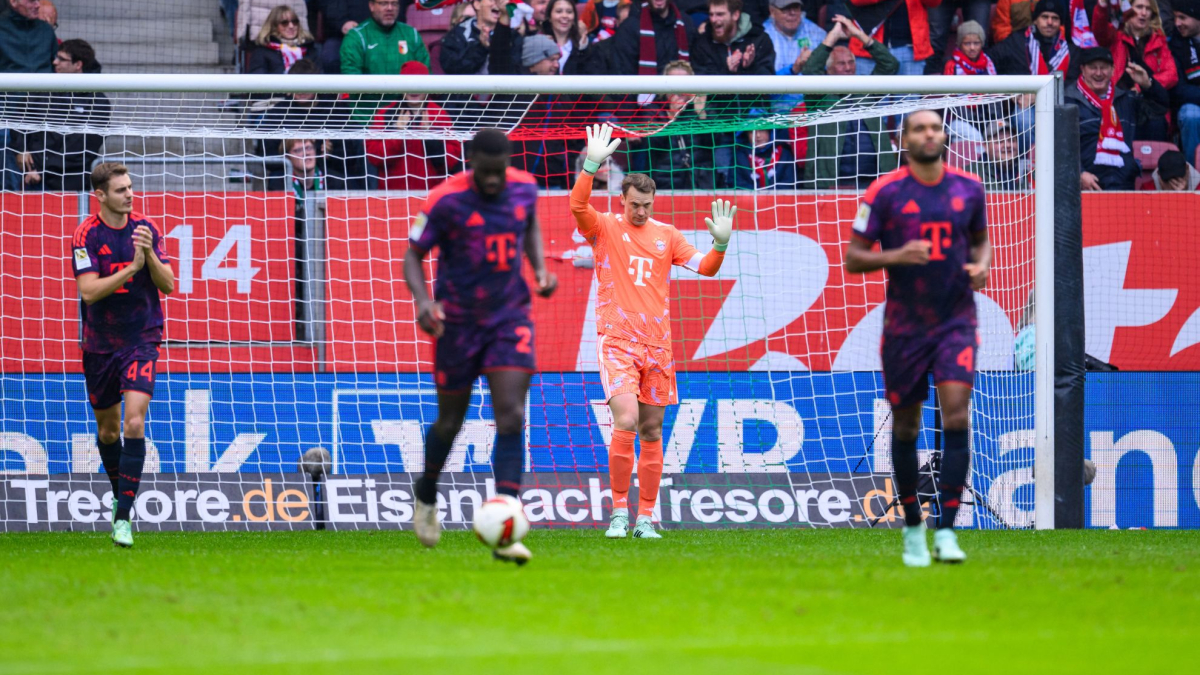 Manuel Neuer reacts after a costly mistake during a Bundesliga match with Bayern Munich.