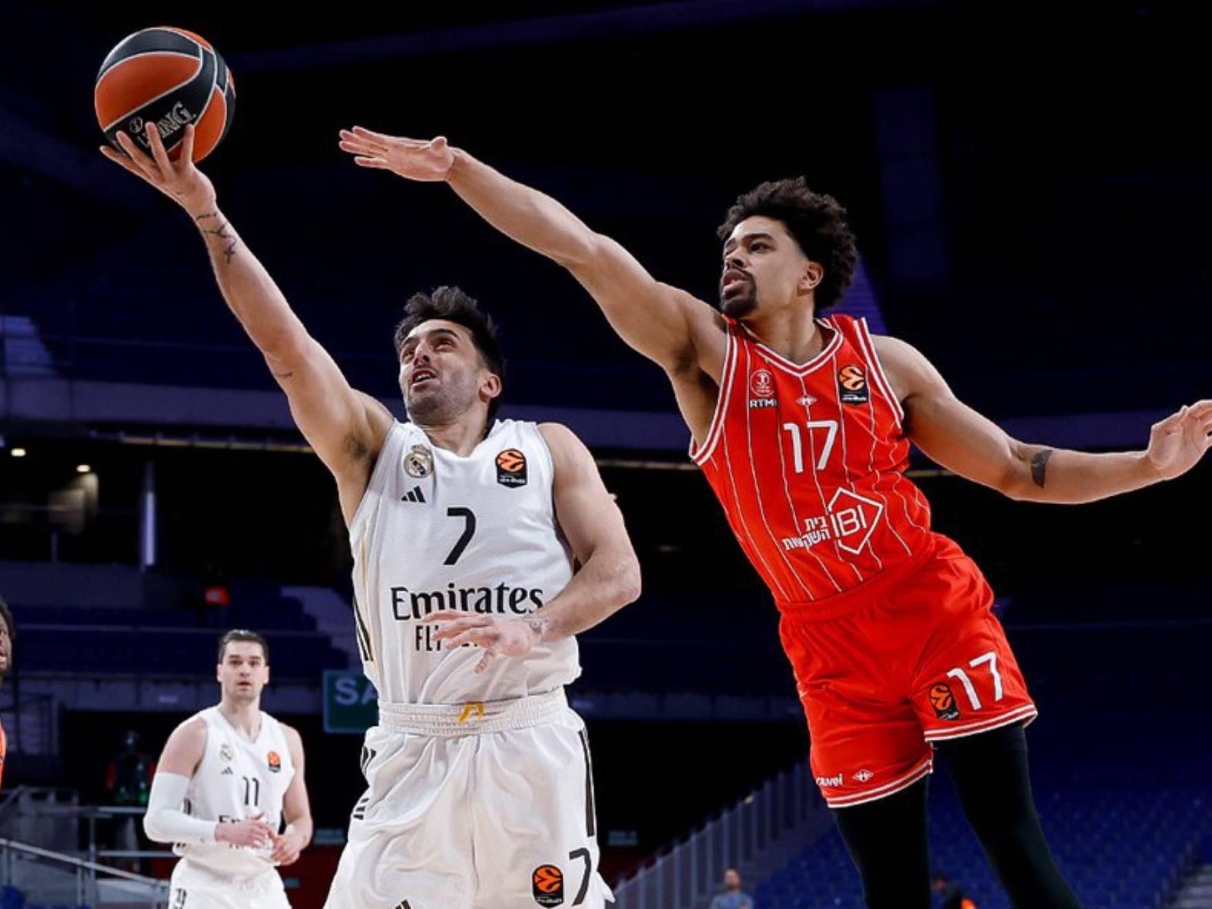Facundo Campazzo entra a canasta en el último Real Madrid-Hapoel Tel Aviv disputado a puerta cerrada.