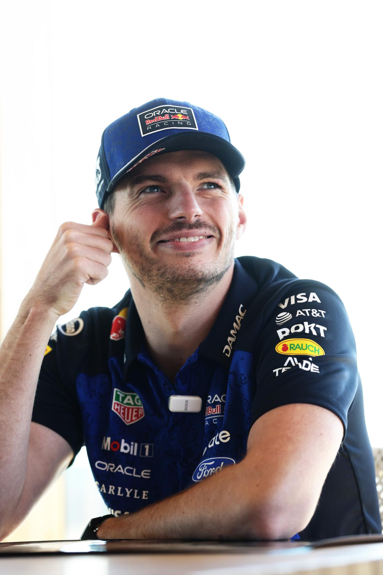 Verstappen, en la rueda de prensa del jueves en Red Bull. Red Bull Racing