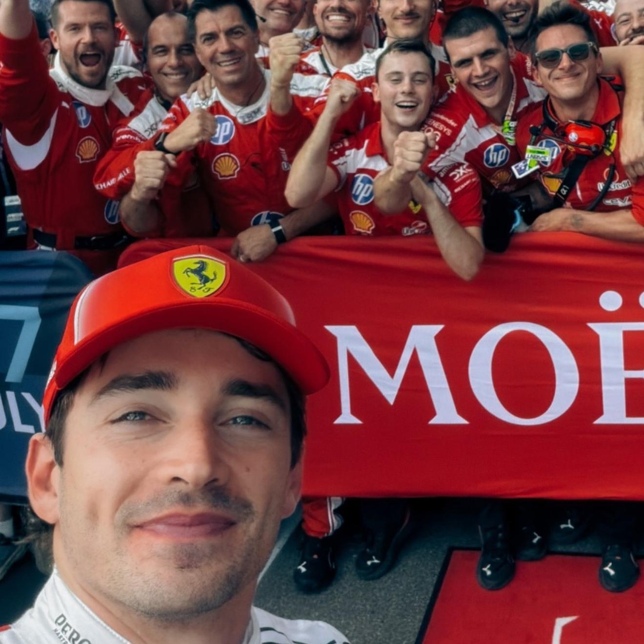 Leclerc celebra su segundo puesto en Spa Ferrari