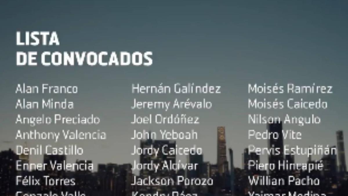 Ecuador desvela su lista de 26 jugadores para el Mundial con Pacho, Hincapié, Valencia y Caicedo