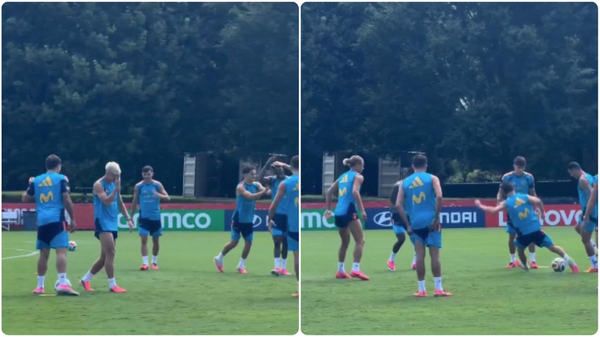 La tremenda intensidad de Gavi en el entrenamiento: así se picó en el rondo