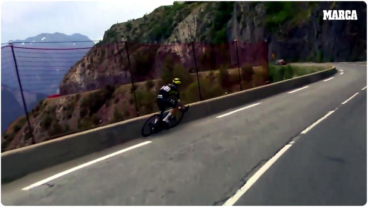 American cyclist Sepp Kuss was saved from falling off a cliff in the Tour de France.