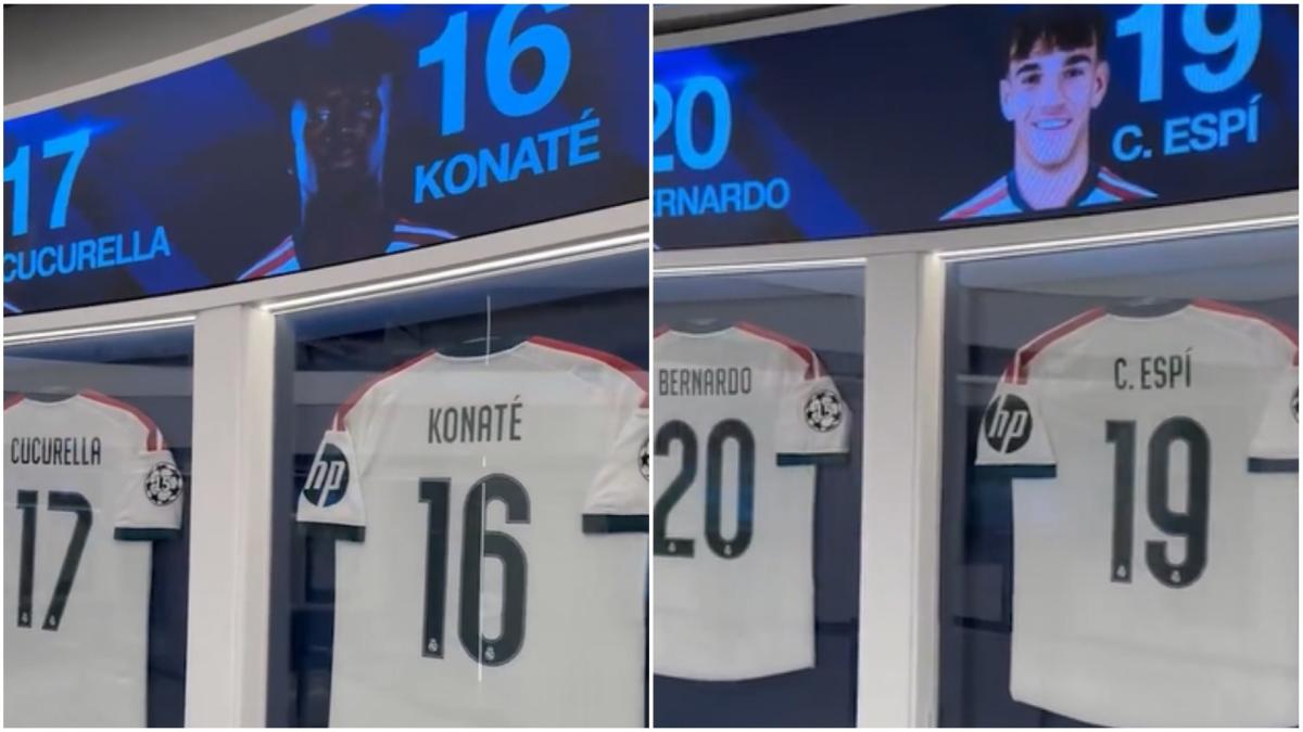 Así luce el vestuario del Madrid con los dorsales de todos los jugadores