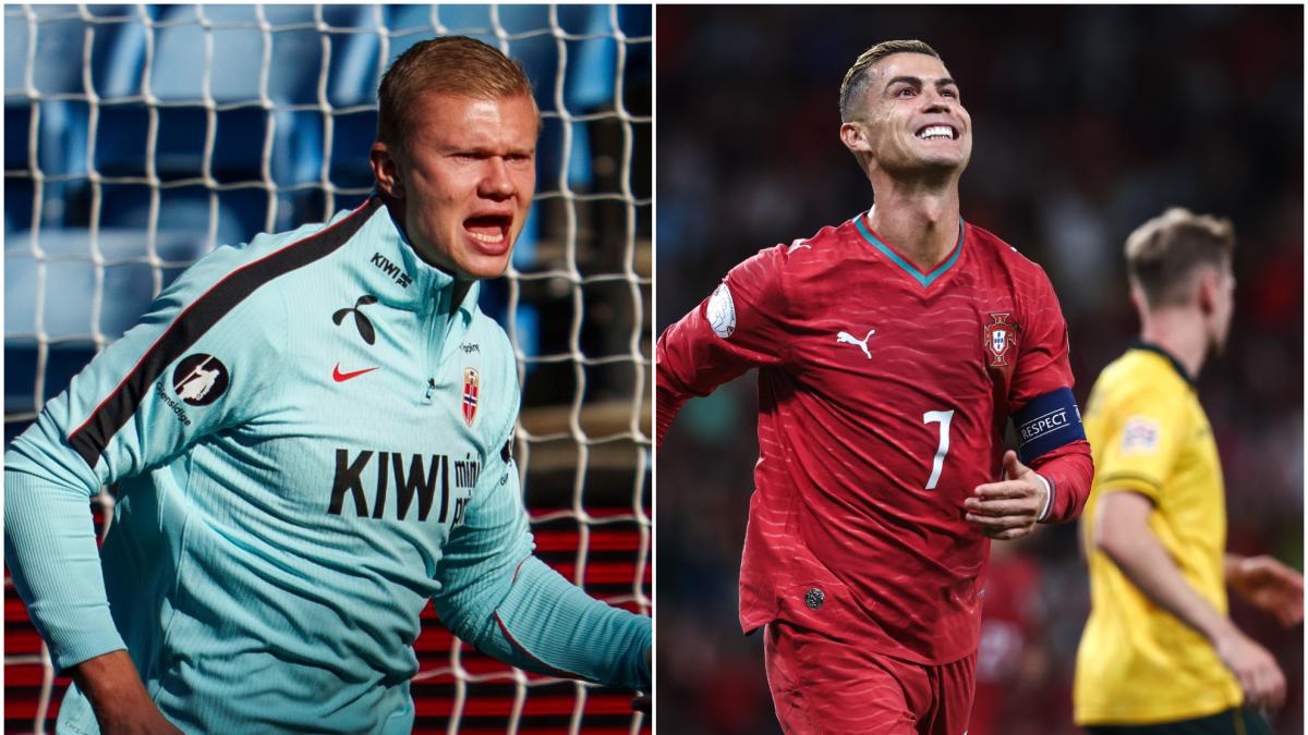 Haaland y Cristiano marcan en el enfrentamiento Noruega-Portugal
