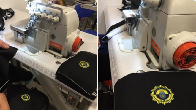 Las mascarillas confeccionadas para la Policía Local de Lliria (Valencia).