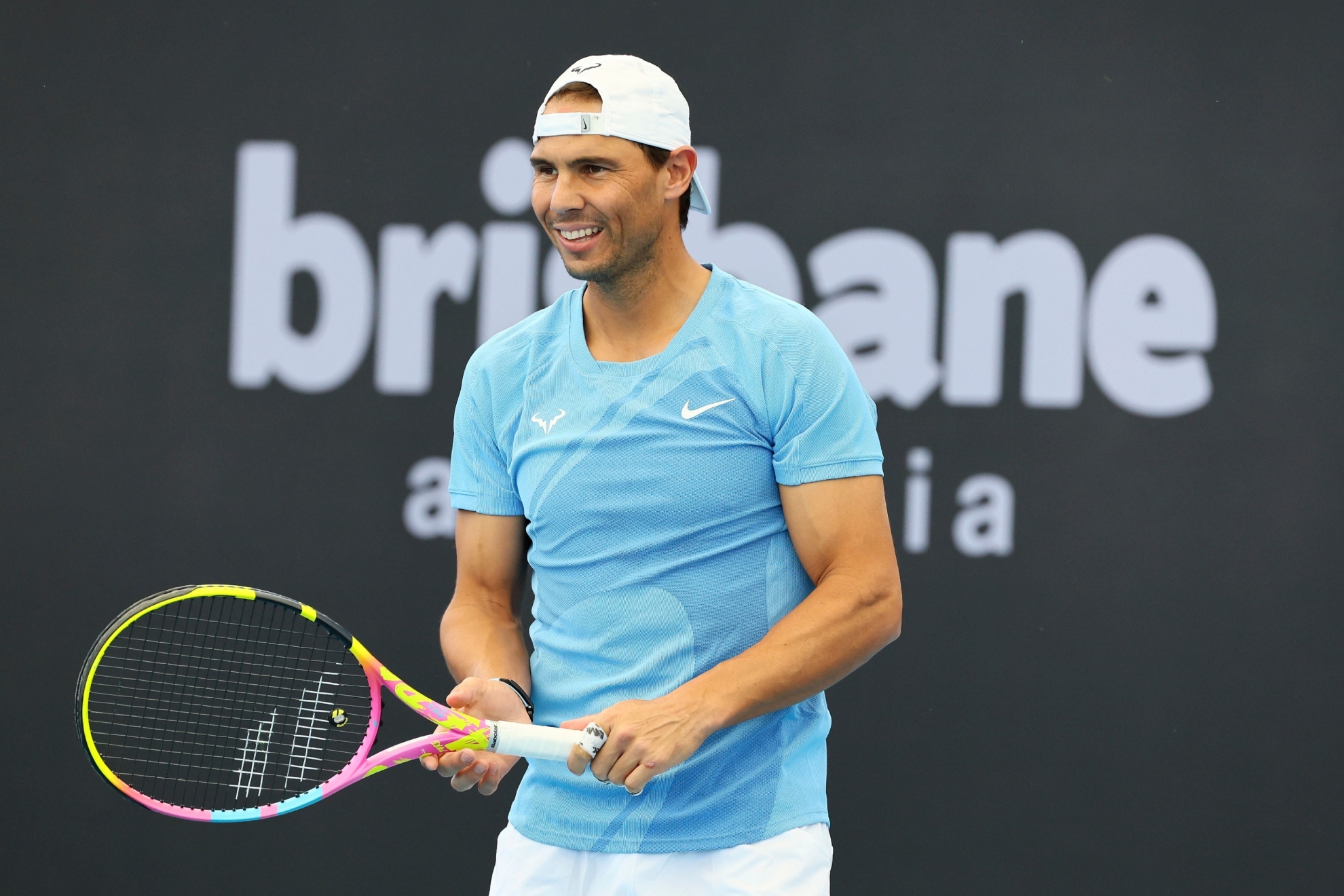 Rafa Nadal entrena en las instalaciones del Queensland Tennis Centre de Brisbane