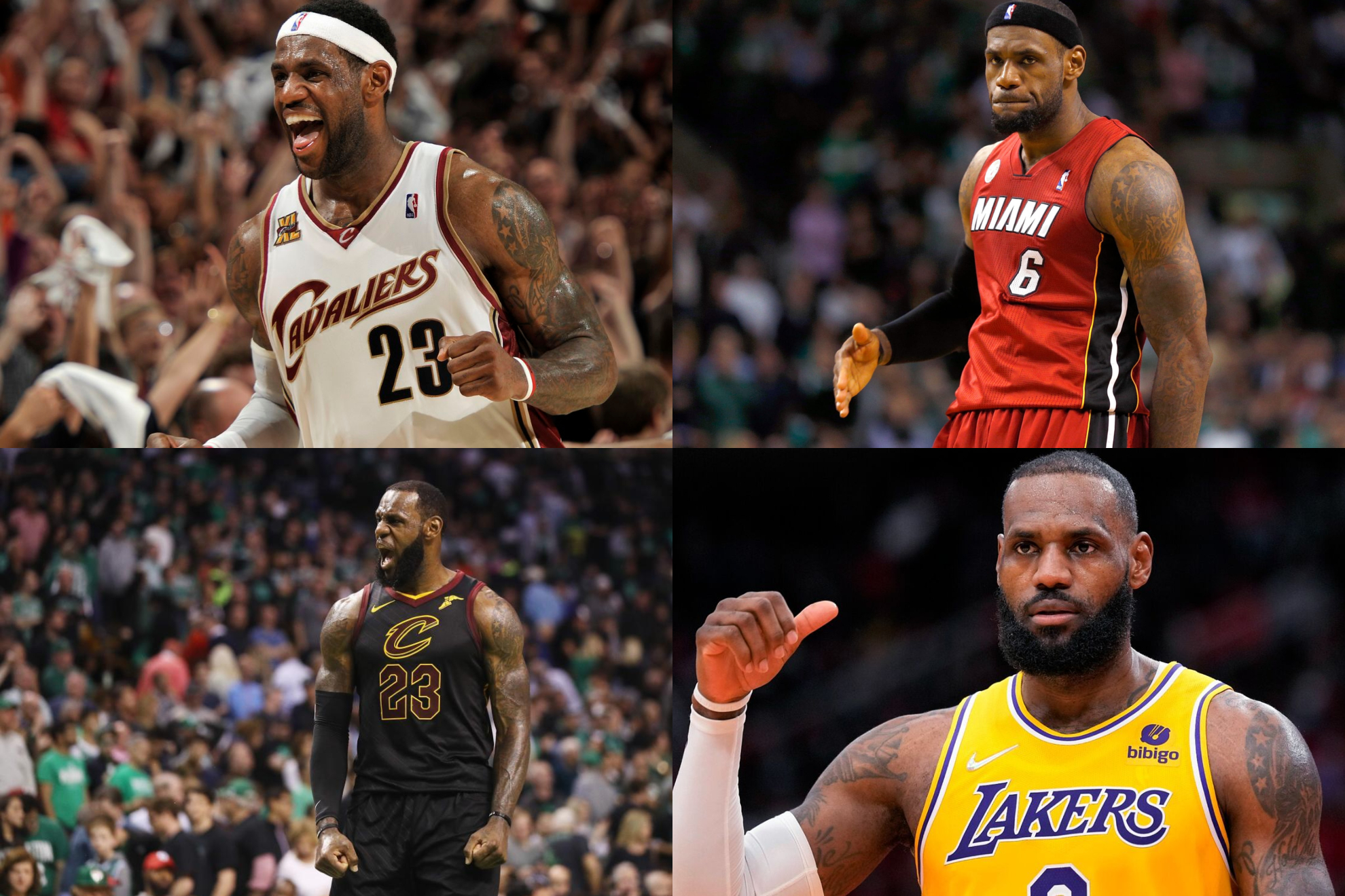 Lista de los puntos anotados por LeBron James en cada uno de sus equipos, image size:1980x1320