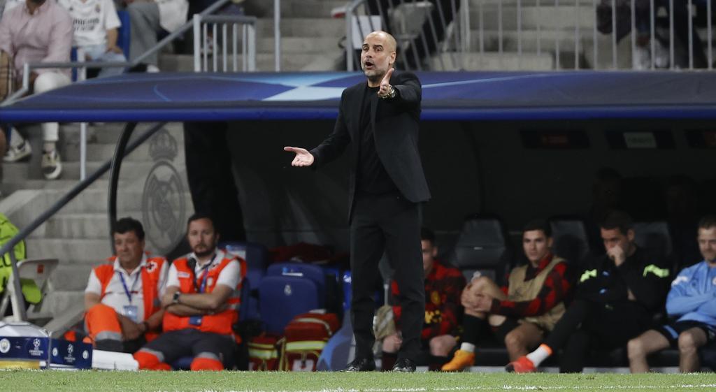 Guardiola, en el banquillo del Bernabéu la temporada pasada.