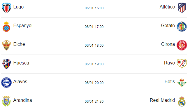 Partidos de Copa del Rey hoy, 6 de enero: horarios, resultados y dónde ...